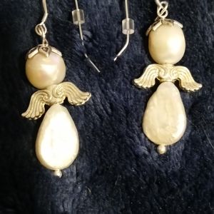 AVAILABLE - Jewelry Handmade Angel pearl earrings. .925 Silver